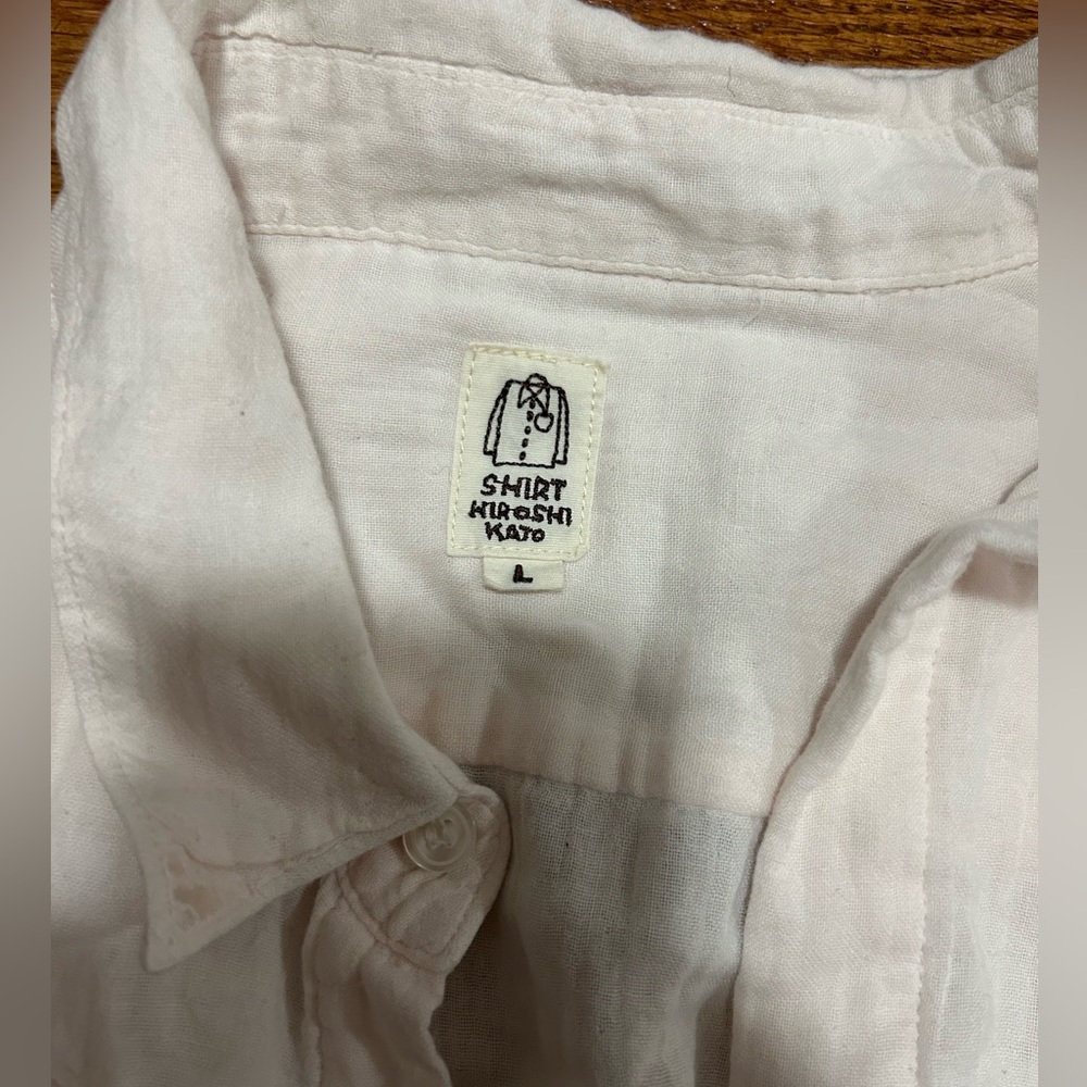 Hiroshi Kato button up shirt light pink men’s large